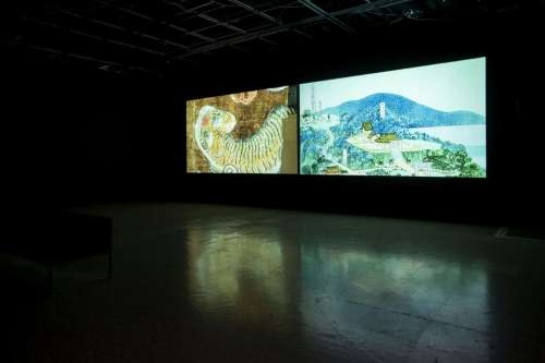 圖6 藝術家陳飛豪展出錄像作品《台灣縱貫鐵道、荒城之月與新竹神社》