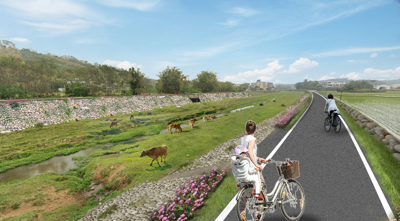「新竹市香山區鹽港溪流域自行車道及環境改善工程」示意圖。