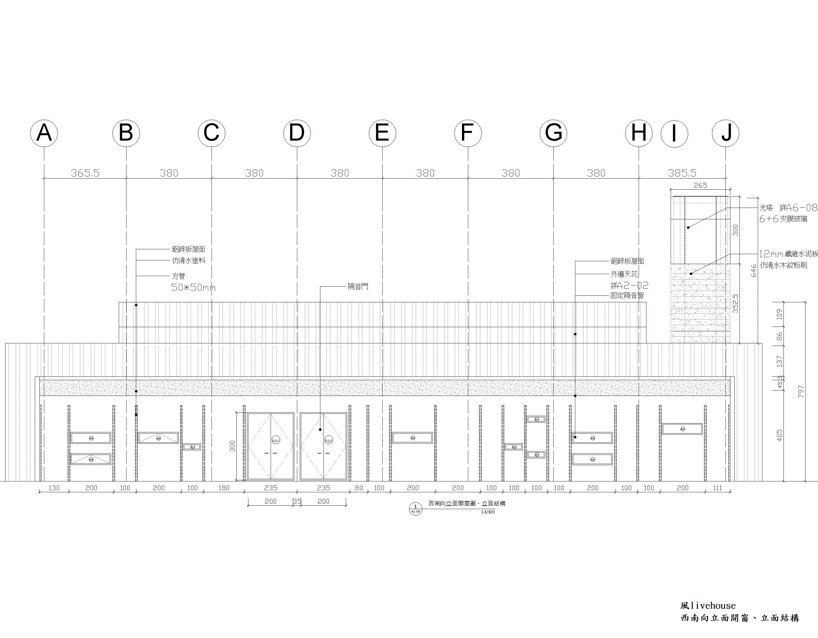 風livehouse西南向立面開窗、立面結構